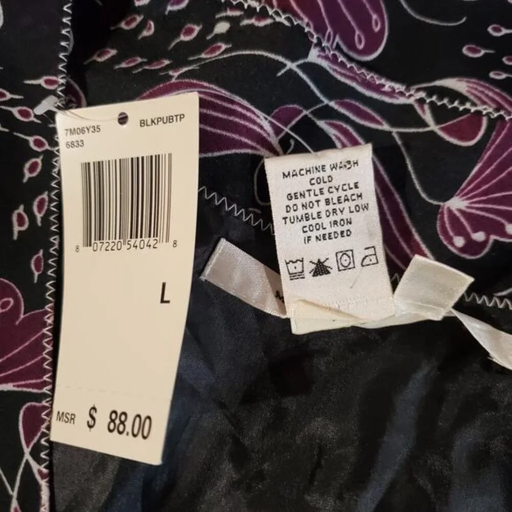 Vtg 90s Y2K NWT Max Studio Sheer Floral Babydoll Tie Top Size L Whimsigoth Fairy - Picture 9 of 11